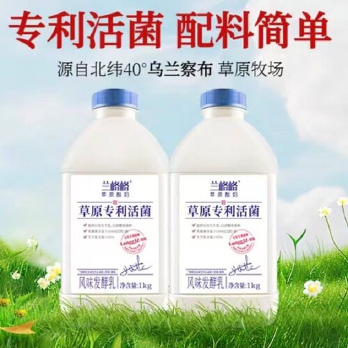 兰格格草原专利活菌酸奶1kg实惠装简单美味早餐原味发酵低温袋装