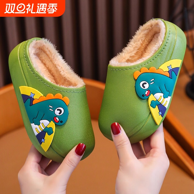 儿童棉拖鞋2025新款冬季男童拖鞋可爱女孩室内小孩亲子宝宝毛毛鞋