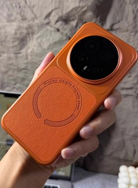 适用于华为mate80pro手机壳全包超薄硬壳mate80ProMax小众简约高级感橙色荔枝纹素皮磁吸保护套magic8防指纹
