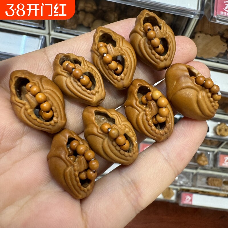 橄榄核雕刻镂空无相佛配饰文玩配饰手串手链配饰DIY创意饰品佛珠