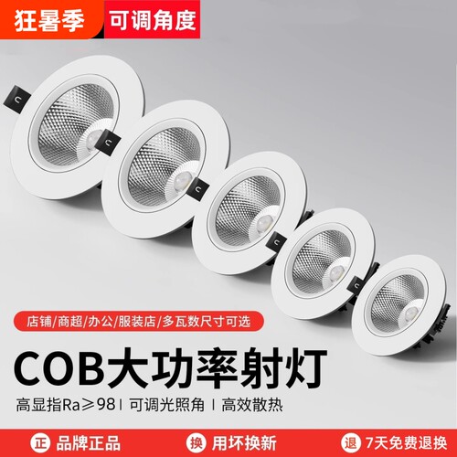 射灯嵌入式LED天花灯家用服装店cob筒灯背景墙孔灯商用聚光牛眼灯
