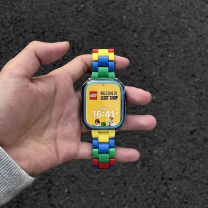 冰冰鸭适用苹果S10手表iwatch10表带applewatch9新款S9乐高拼色树脂S8夏季女生SE可爱腕带运动卡通创意智能