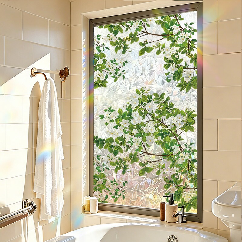 彩虹玻璃贴纸透光不透明窗户贴膜卫生间门防窥浴室高级感厕所隐私