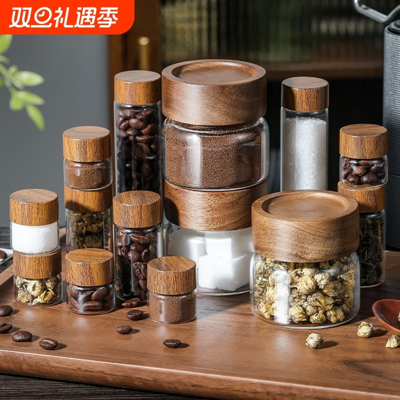 茶叶密封罐玻璃迷你便携食品级咖啡粉保存罐小号咖啡豆分装储存罐