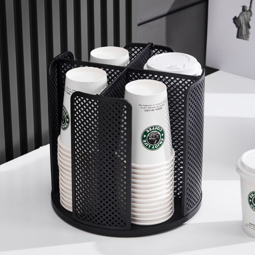 创意咖啡奶茶店杯子杯盖纸杯架 旋转取杯器桌面一次性纸杯收纳架