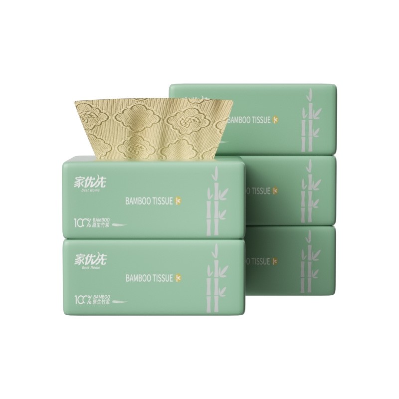 家优先200张4D压花本色抽纸5包