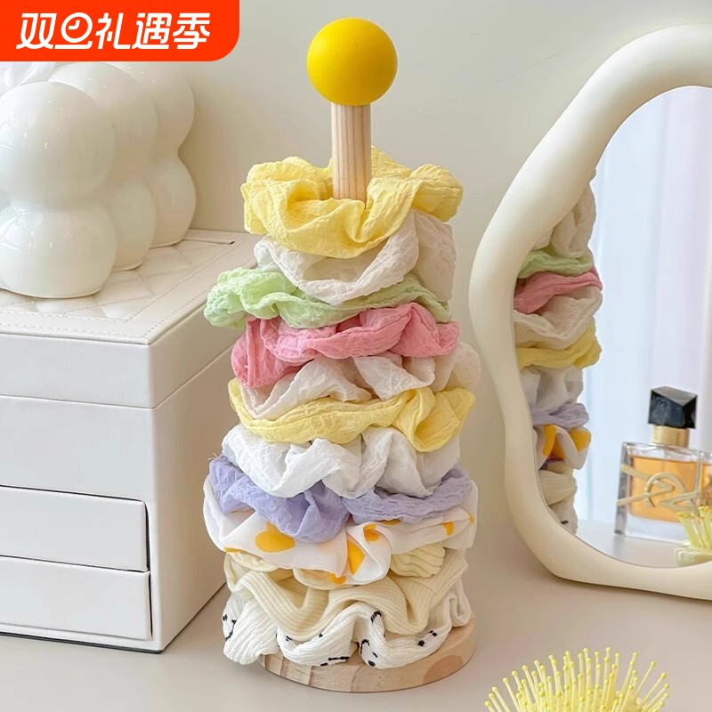 发圈收纳神器大肠发饰置物架实木展示架发夹抓夹鲨鱼夹饰品架桌面