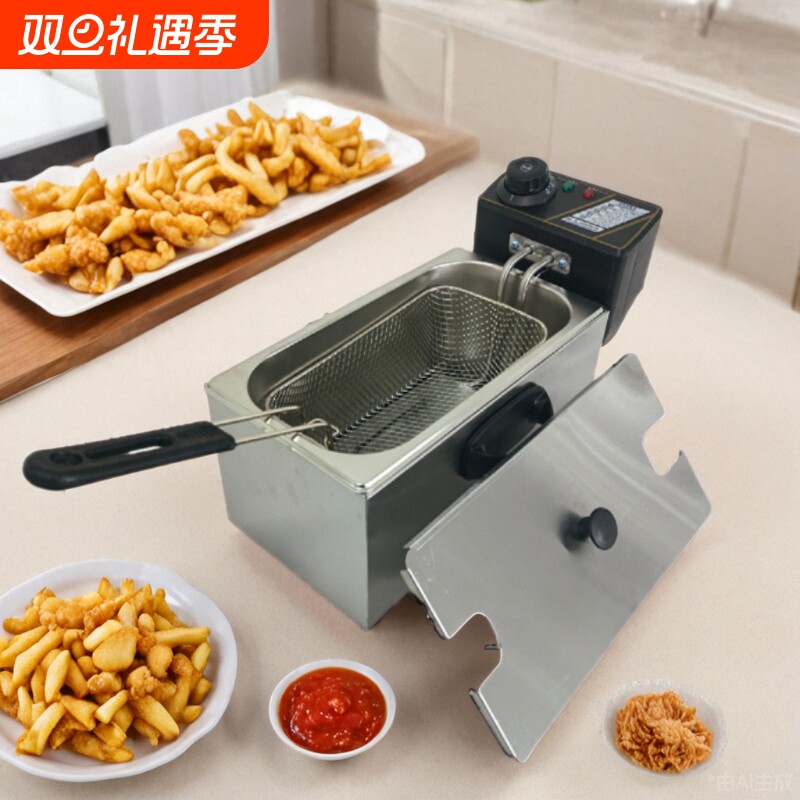 油炸锅家用炸薯条机油炸炉商用电定时油炸机小炸锅摆摊炸串锅