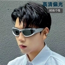 偏光防紫外线墨镜银色男女同款 骑行ins网红千禧辣妹太阳眼镜圆脸