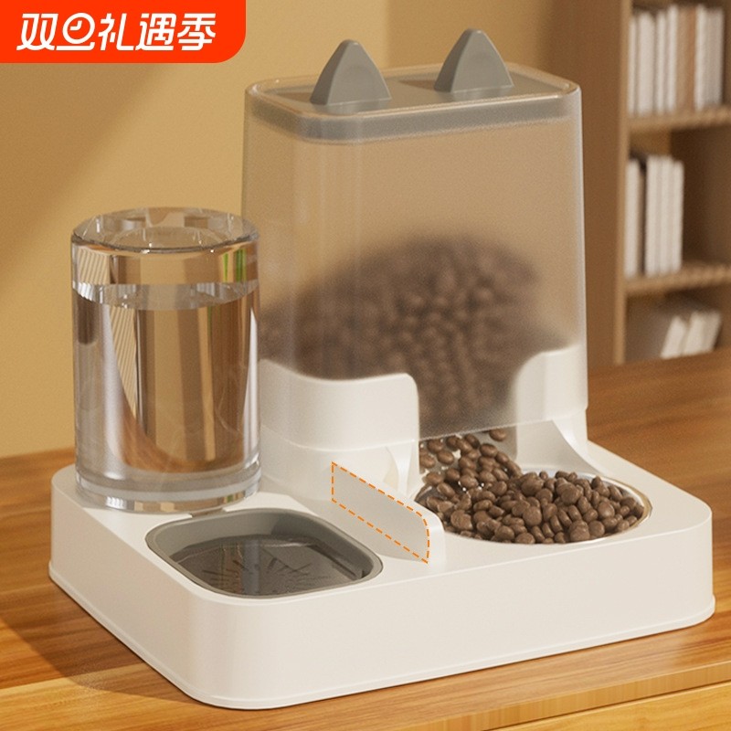 猫碗狗碗猫食盆猫咪猫粮自动喂食器饮水一体猫盆陶瓷宠物喝水双碗