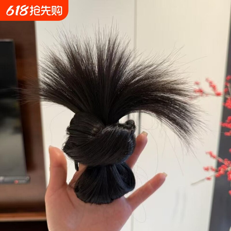 低扎鸡毛丸子头假发抓夹花苞头慵懒盘发神器假发包仿真发假发发圈
