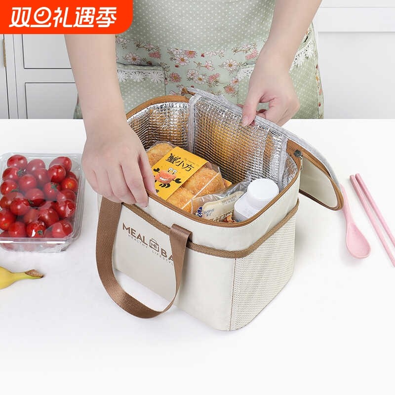 饭盒手提袋上班族保温袋高颜值女式便当包餐盒袋带饭包大容量防水