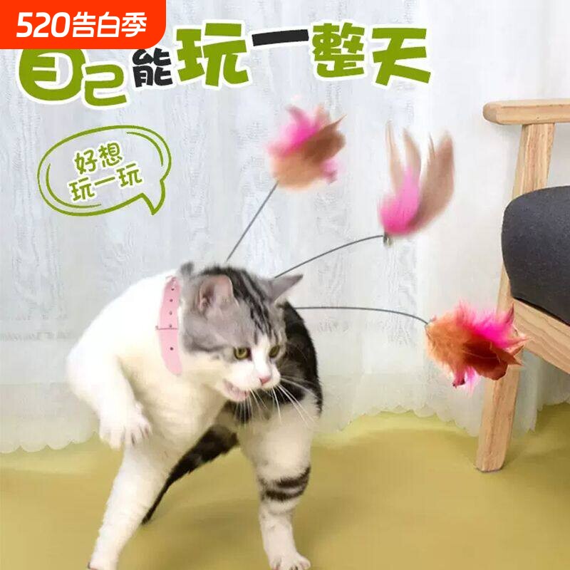 逗猫棒逗猫玩具自嗨猫咪解闷神器猫项圈自动逗猫项圈逗猫用品大全