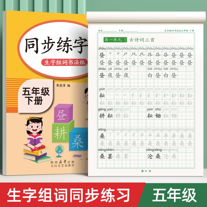 五年级同步练字帖人教版