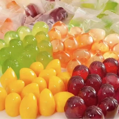 剥皮软糖网红爆款白桃芒果葡萄多种水果形状组合橡皮糖高颜值糖果