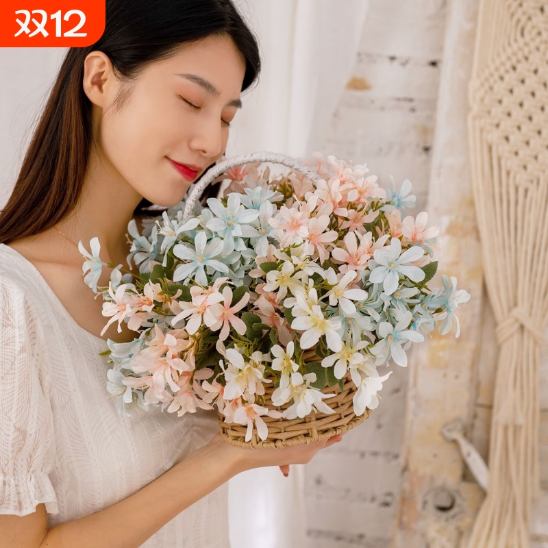 INS风七海5叉香雪兰仿真花家居装饰婚庆假花MW66788