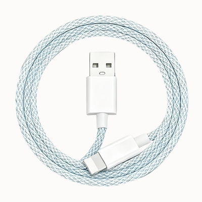 炫彩编织USB数据线1.5米蓝色单条适配苹果iPhone5至14系列充电线