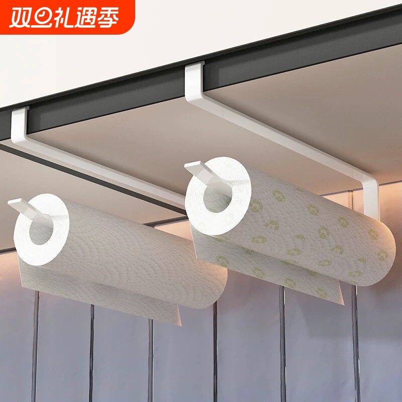 厨房纸巾架免打孔橱柜卷纸架置物架洗碗布支架保鲜膜抹布收纳挂架