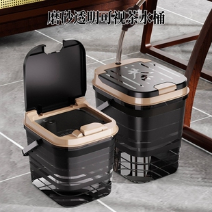 茶具配件透明茶桶茶渣桶家用茶水桶茶台废水桶茶盘排水桶排水管