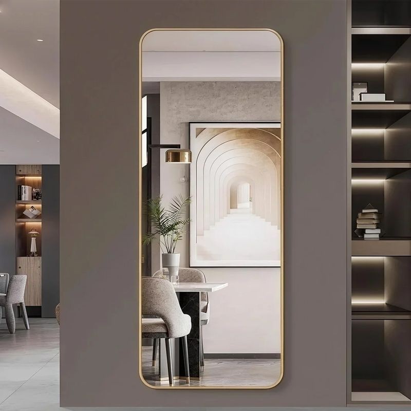 铝合金高级感全身镜穿衣镜子贴墙自粘墙面免打孔壁挂式玻璃试衣镜,住宅家具,穿衣镜,淘宝优惠券,粉丝福利购,淘宝优惠卷
