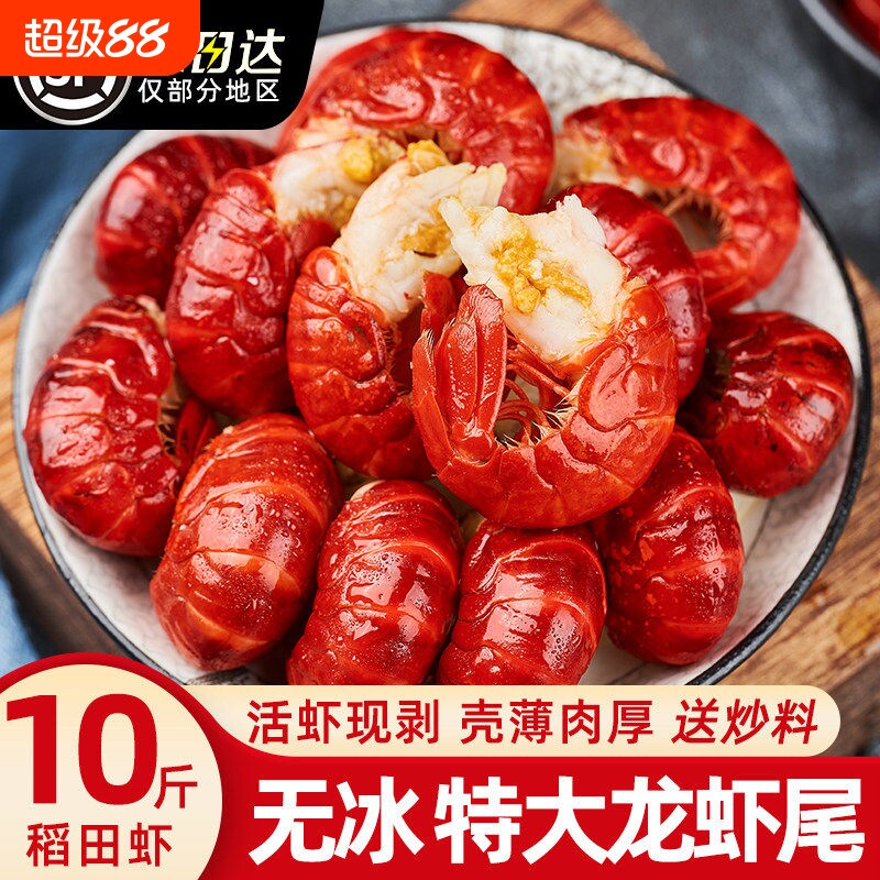 液氮龙虾尾特大号无冰鲜活冷冻生鲜新鲜虾球批发商用水产衣小龙虾图片