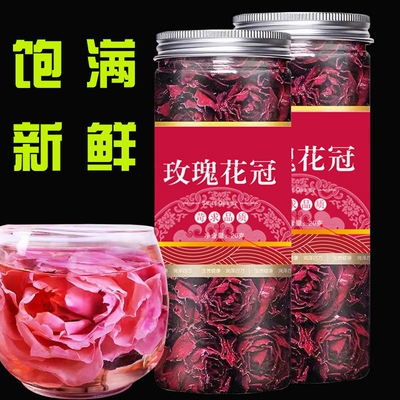 玫瑰花茶墨红玫瑰花冠茶非平阴菊花枸杞组合特级玫瑰花罐装大朵