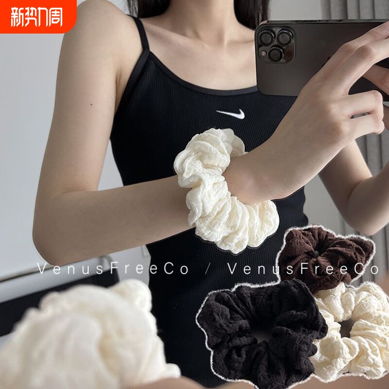 简约法式大肠头绳女扎高级感发饰复古气质发圈纯色早秋发绳丸子头