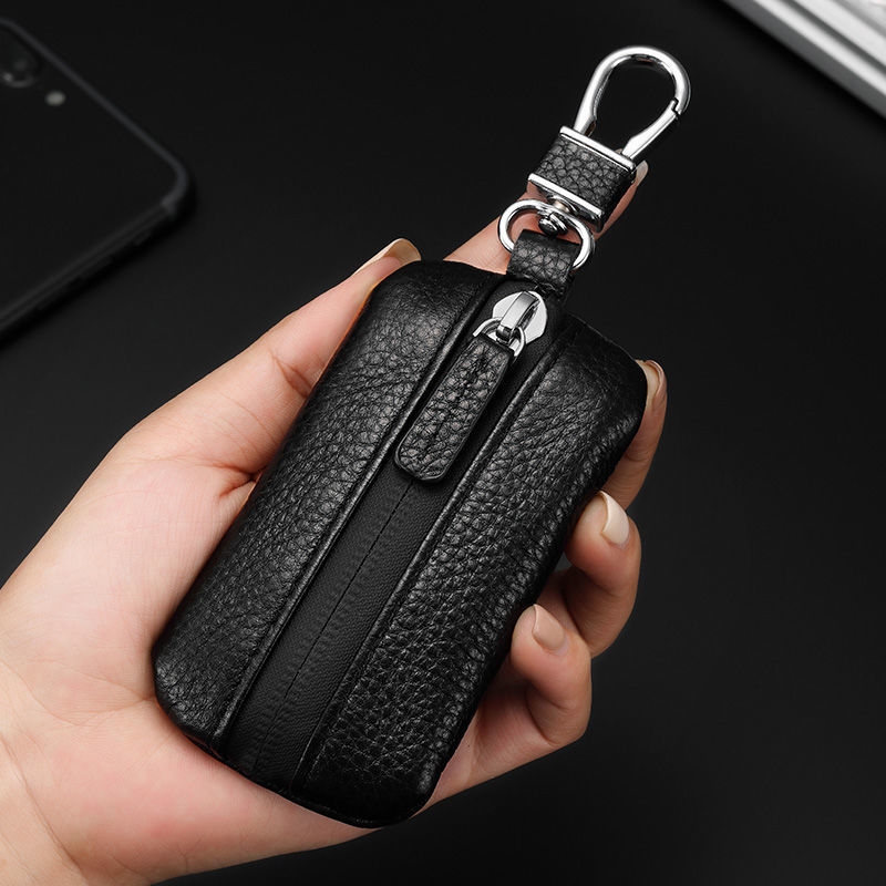 通用型钥匙包男款真皮质感车钥匙套荔枝纹防水拉链汽车钥匙套腰挂