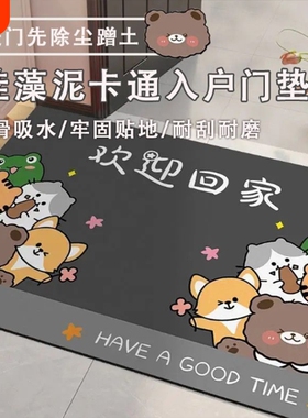 吸水硅藻泥入户门地垫家用卡通门垫简约灰色系耐脏进门玄关脚垫子