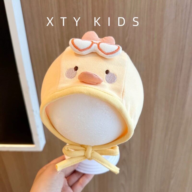婴幼儿帽子春秋季保暖护耳包头帽可爱小鸭卡通男女宝宝防风胎帽冬
