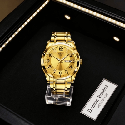 男士手表男正品名牌全自动非机械表钢带男款商务防水石英腕表老人