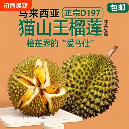 当季马来西亚进口猫山王D197新鲜榴莲顺丰包邮液氮锁鲜新鲜直达