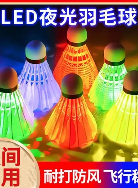 发光羽毛球夜光LED晚上用亮灯夜间发亮防风耐打尼龙鹅毛夜晚灯光