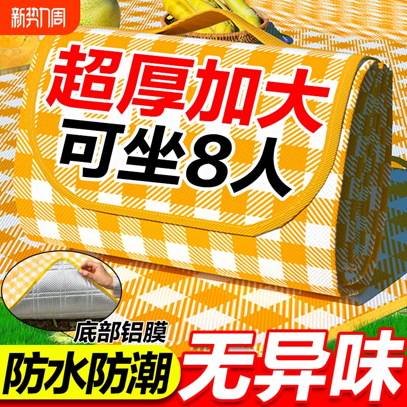 特厚野餐垫便携加厚户外露营地垫春游坐垫防水草坪垫子铝膜防潮垫