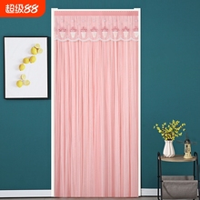 新款双开蕾丝纱门帘透气双层防隐私家用免打孔隔断帘卧室防蚊虫