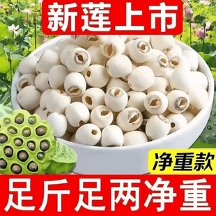 大粒湘潭莲子湘莲带芯莲子干货500g无硫食用白莲特产湘潭磨皮去芯