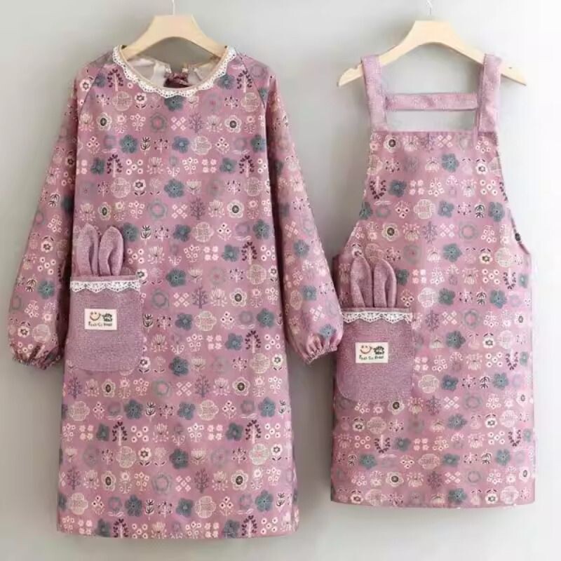 长袖帆布围裙厨房专用做饭洋气透气妈咪罩衣围裙上班打工女多规格