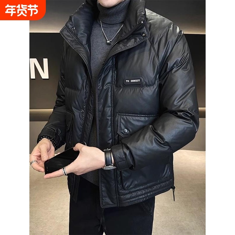 户外韩版羽绒服男士冬季新款2025潮牌休闲保暖加厚立领短款鸭绒外