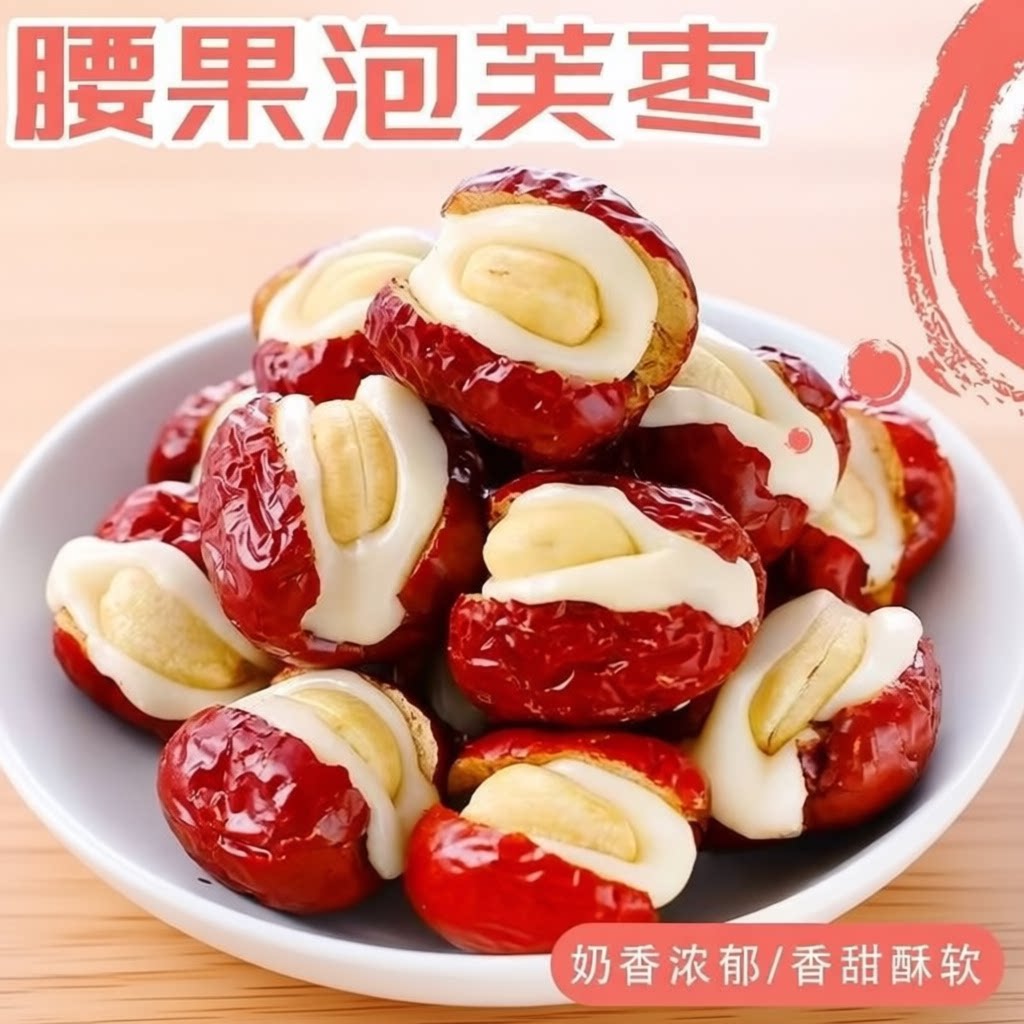 网红红枣腰果奶酪枣泡芙枣夹心休闲零食宿舍充饥推荐健康香酥酥脆