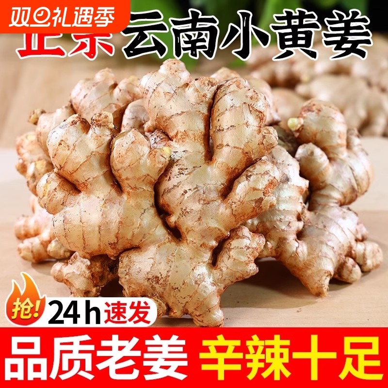 正宗云南小黄姜老姜新鲜现挖生姜新姜土黄姜当季农家自种辛辣十足