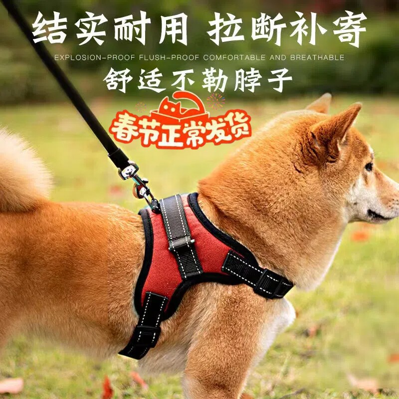 狗狗牵引绳背心式胸背带大型犬遛狗金毛拉布拉多狗链狗绳不勒脖 - 实物图