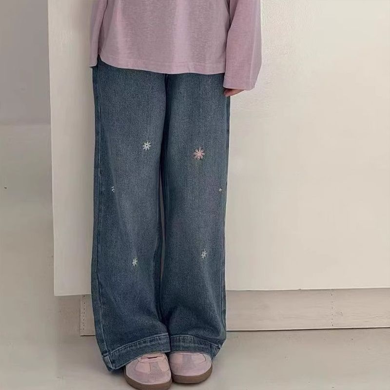 女童韩版洋气刺绣花朵裤子