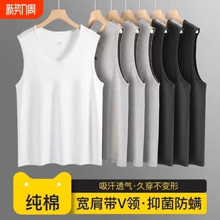 打底衫 背心纯棉内穿运动跨栏全棉内衣宽肩春夏季 精梳棉男士 3件装
