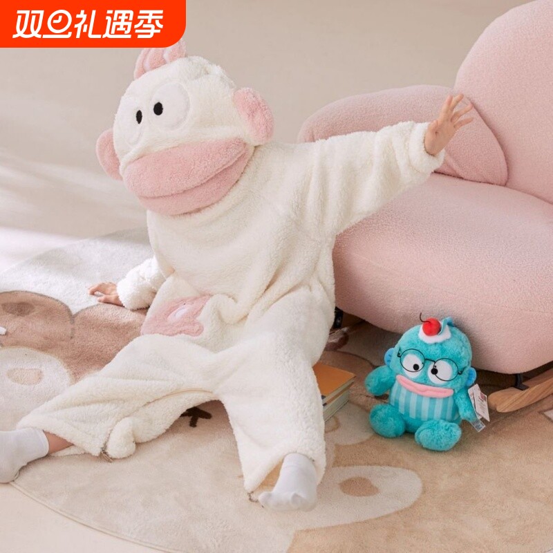 白色丑鱼儿童连体睡衣秋冬季