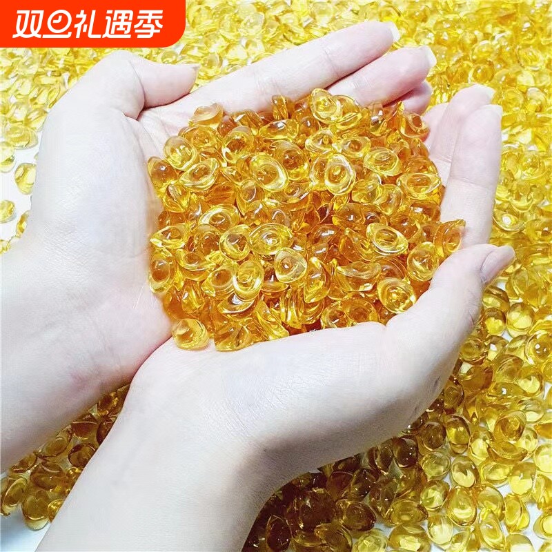 黄水晶元宝摆件小元宝琉璃金元宝招财聚宝盆百福米缸乔迁礼品客厅