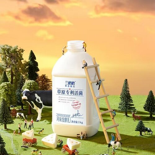 兰格格草原活菌1kg大桶酸奶营养早餐儿童奶益生菌发酵原味补充瓶