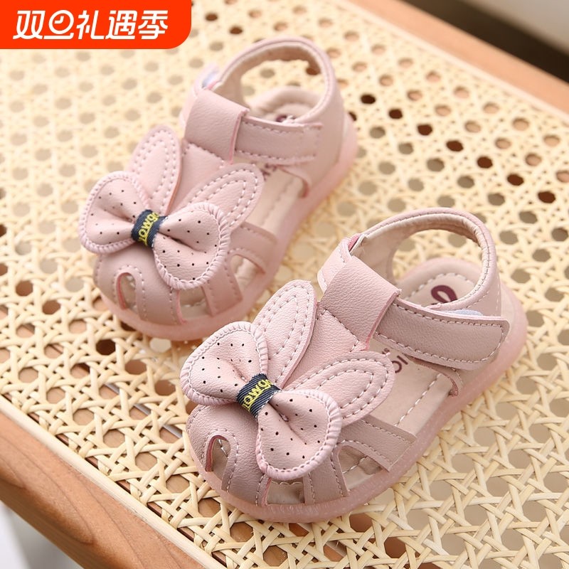 2024夏季女宝宝凉鞋0-3岁包头软底舞蹈鞋6-12个月公主鞋4