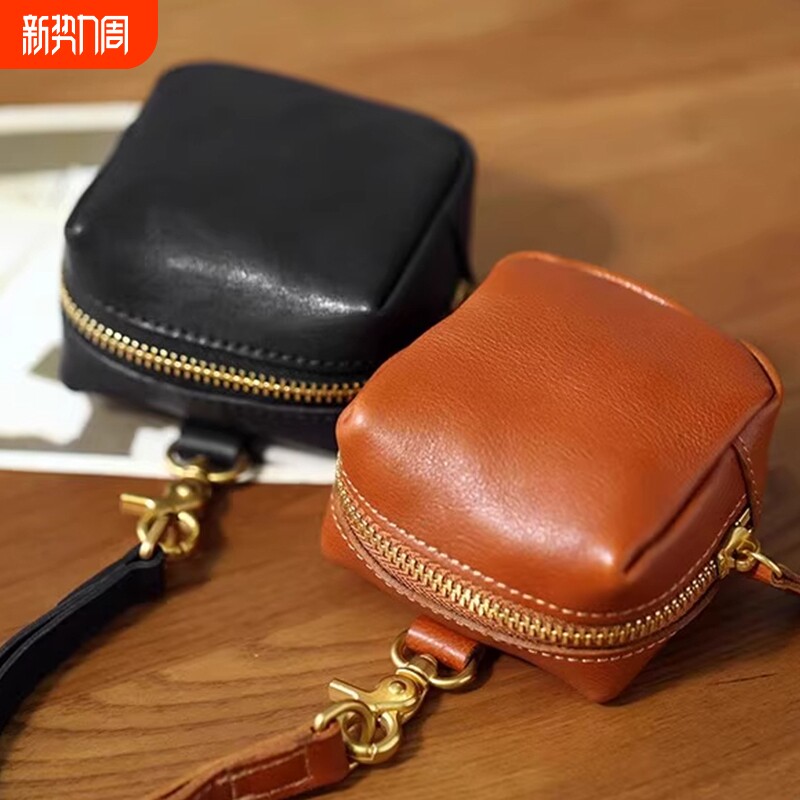 2025新款复古零钱包女迷你做旧拉链挂包随身便携手提耳机包小钱包