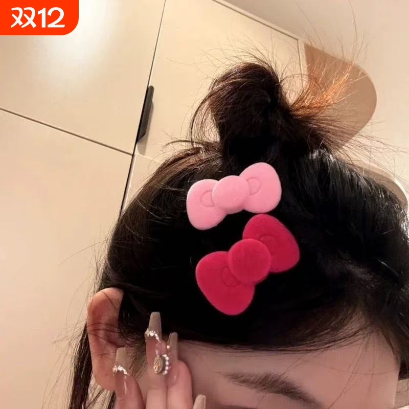 粉色kitty蝴蝶结发夹发卡女可爱夹子侧边夹刘海夹bb夹少女心发饰