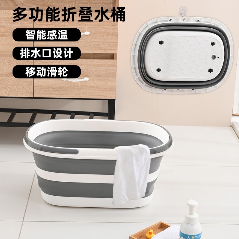 可折叠水桶家用便携式手提拖把桶排水带轮子户外车用大容量钓鱼桶